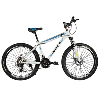 857eded2-b9e9-43a4-92a2-89aaa0f4b96e دوچرخه مردانه WOLF - SHIMANO دیسکی سایز 26 | سفید/آبی - Image 1