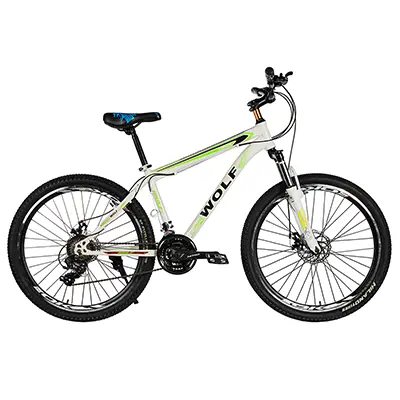 8f63287d-39d3-4d47-9086-86f520e6e1d1 دوچرخه مردانه WOLF - SHIMANO دیسکی سایز 26 | سفید/سبز - Image 1