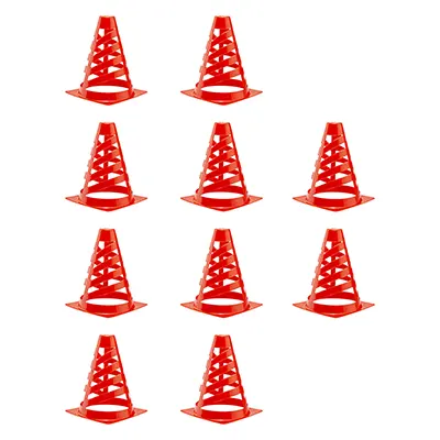 b29844ff-ef24-4bea-af4c-8de24f1a96fb مانع تمرین فوتبال مخروطی 17 سانتیمتری شیاردار ژله ای بسته 10عددی | قرمز - Image 1