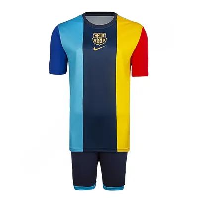 53ee79d5-6f9c-4a78-af68-9de1733fc881-mmedium ست پیراهن شورت فوتبال تمرینی بارسلونا نایک | زرد/سرمه ای - Image 1