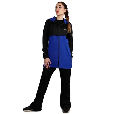 8c47e6b92b7245e6be74edd025e88ac8-mmedium ست مانتو شلوار ورزشی زنانه طرح نایک کلاه دار | مشکی/آبی - Image 1