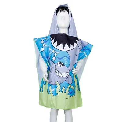 a2092626d62e46bc8ea0e8d4008e0e6e-mmedium حوله شنا استخری پانچو بچه گانه Baby Love HMK | آبی/سبز - Image 1