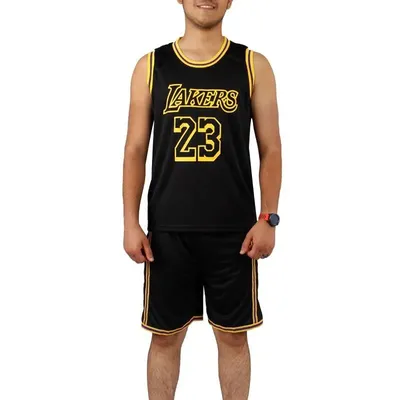 25c80342916c478f8211a3cdc16f128a-mmedium ست رکابی شلوارک بسکتبال Lakers | مشکی/زرد - Image 1