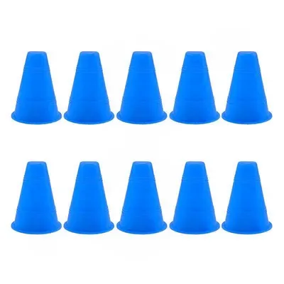 3942411d2c324cf9ba28ea31ac2615f5-mmedium مانع تمرین فوتبال مخروطی 9 سانتیمتری ژله ای بسته 10 عددی | آبی - Image 1