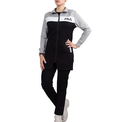 41cc350a875442a4bccba819d710a23a-mmedium-2 ست مانتو شلوار ورزشی زنانه طرح فیلا | طوسی/مشکی - Image 1