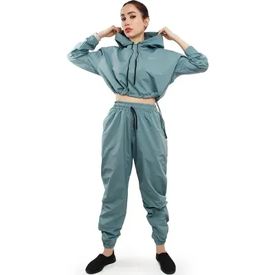 58a50cf160b5495aa90c485a84969c06-mmedium-2 ست نیم تنه شلوار زنانه طرح نایک بادگیر کلاه دار روما KHS | سبز - Image 1