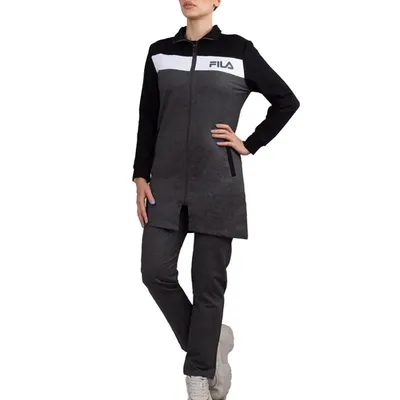 7fe2a7efc3104165a588cd71d39ee9ed-mmedium ست مانتو شلوار ورزشی زنانه طرح فیلا | مشکی/طوسی - Image 1