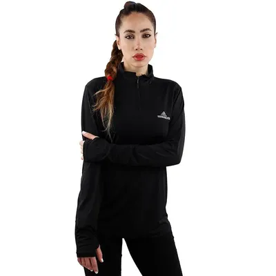 e065583b33494b9491936d39168781b5-mmedium-1 بلوز زنانه طرح آدیداس نیم زیپ | مشکی - Image 1