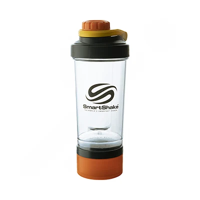 3bfec3cd-cd78-4194-8746-8ff3a5009815 قمقمه شیکر ورزشی 500 سی سی سه تکه Smart Shake | طوسی/نارنجی - Image 1