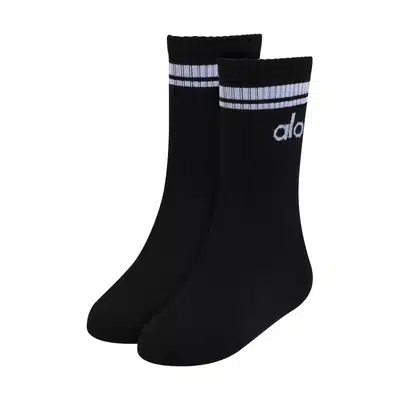 259f6ecb-da1c-4add-9cc8-dac13d03d18a جوراب ورزشی طرح alo کف حوله ای | مشکی/سفید - Image 1